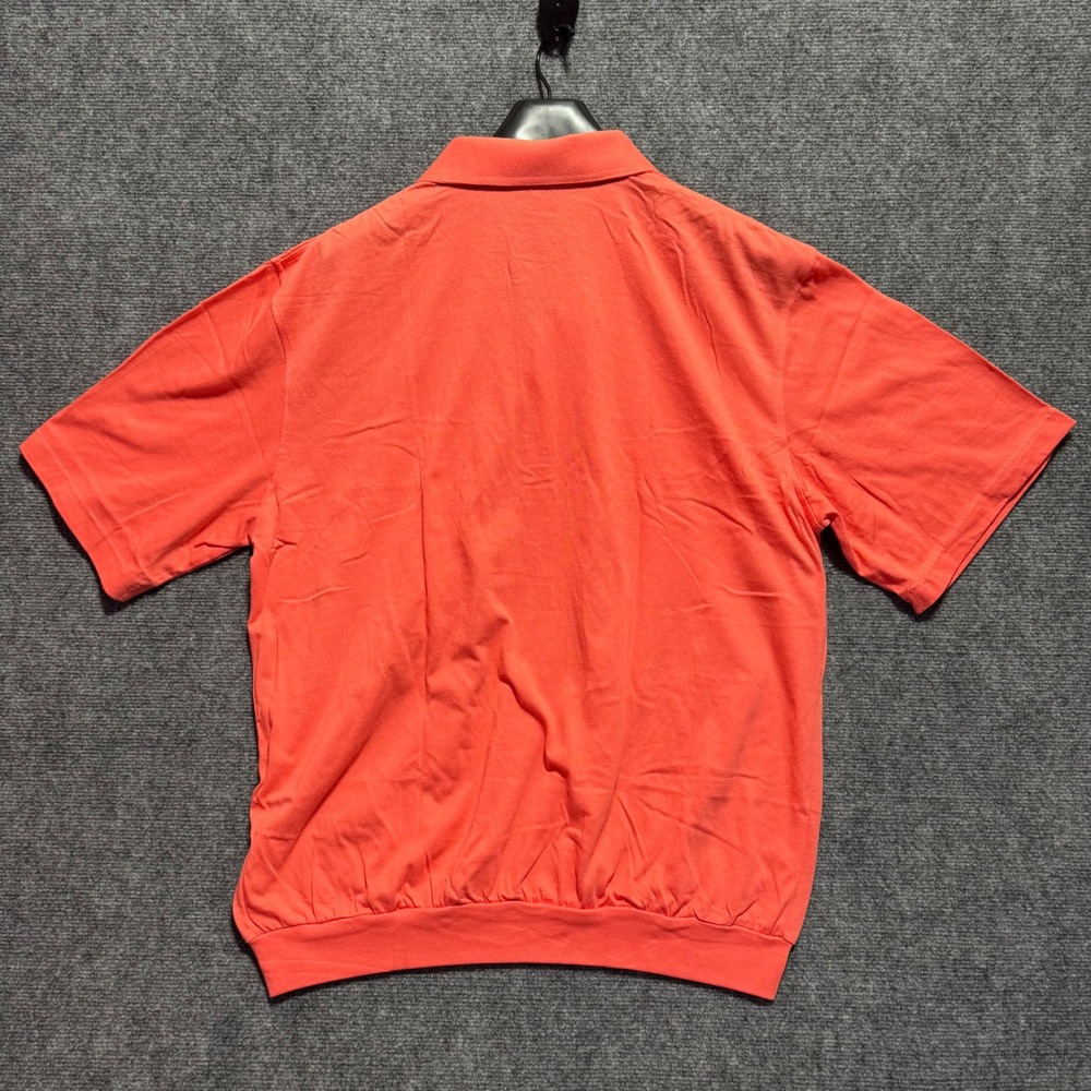John Blair Mens Polo Shirt‎ XLG Coral Orange Short Sleeve Pocket Knit Top - Picture 4 of 8